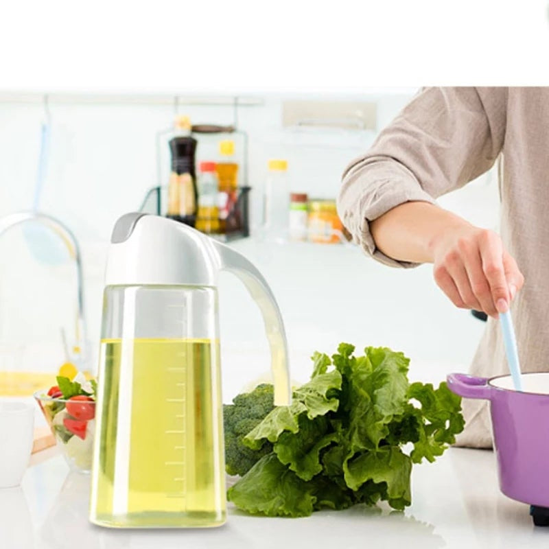 ✨ 630ml Food-Grade Glass Oil Dispenser Bottle – Automatic Flip Cap 🍳🫙