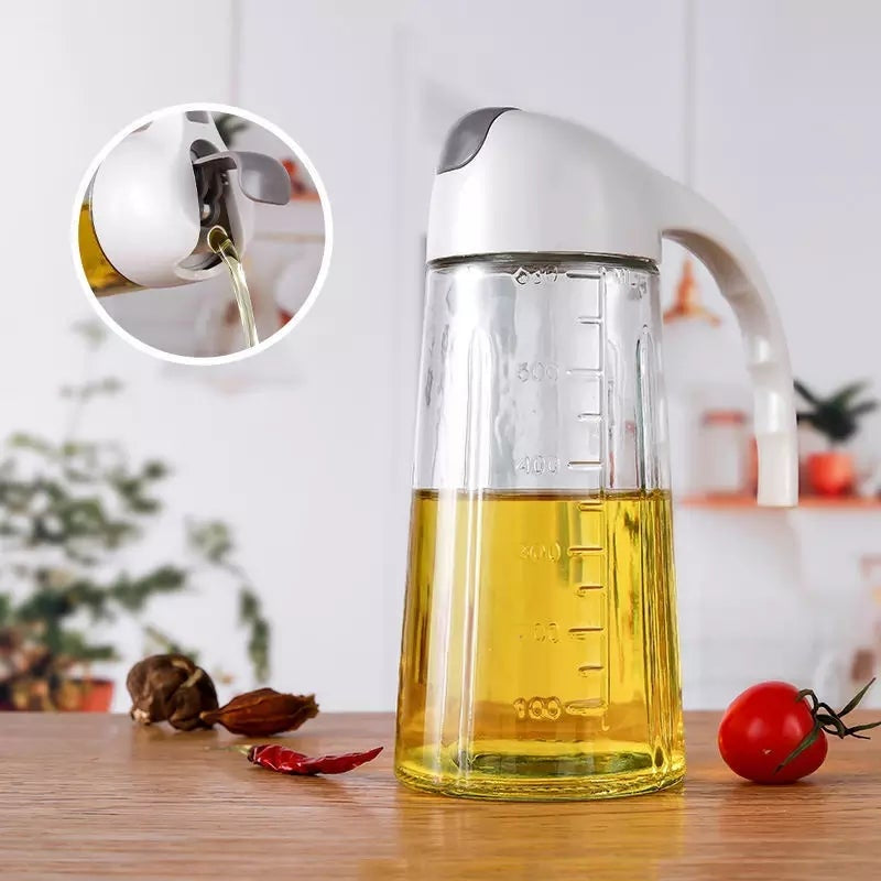 ✨ 630ml Food-Grade Glass Oil Dispenser Bottle – Automatic Flip Cap 🍳🫙