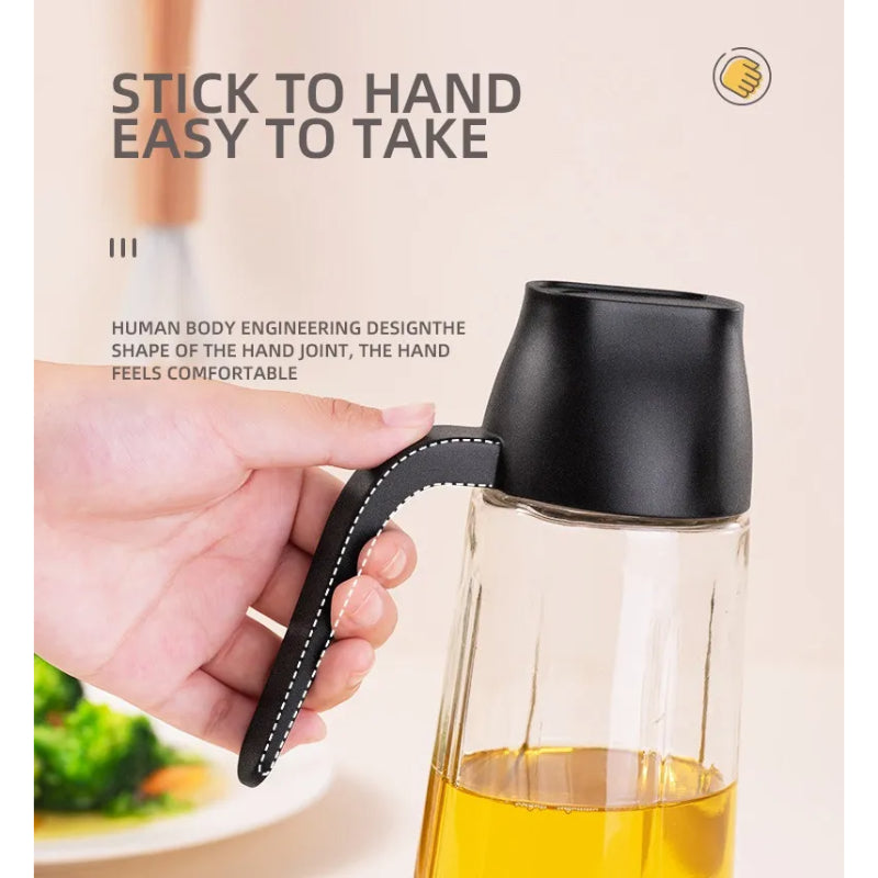 ✨ 630ml Food-Grade Glass Oil Dispenser Bottle – Automatic Flip Cap 🍳🫙